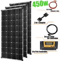 150W 300W 450W 600W Solar Panel Kit Complete System 12V Photovoltaic Module for Home Car Camper RV Boat Battery Outdoor Charger