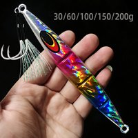 30g/60g/100g/150g/200g Fast Sinking Jigging Fishing Lure Laser Paper Coating Luminous Jig Lure Sea Fishing Trolling Jigging