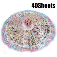 40Sheets/Pack Assorted Cute Cartoon Styles 3D Bubble Stickers Animal Vehicle Heart Shape Flower Festival Class Rewards Gifts ZYF