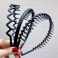 1PC Unisex Wavy Spring Hair Hoop Black Non Slip Outdoor Sports Headbands For Women Men Simple Hairband Face Washing Headdress