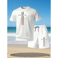 New Men's Set 2026, Round Neck, Printed, Summer Fashion Fitness Clothes, Urban Style, Hip Hop, Loose, Casual Sports Running Set