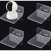 4pcs Wall Shelves Acrylic Floating Shelves Small Clear Shelf Display Ledges Adhesive Hanging for Smart Speaker Action Figures