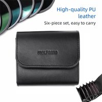 6 Pockets Camera Lens Filter Bag Dustproof PU Leather Filter Pouch Wear Resistant Protective Filter Carrying Case