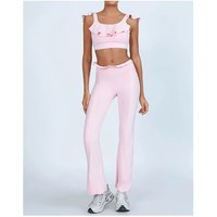 FUBEIKE Women's Tracksuit Pant Sets Yoga Suit With Chest Pad Chest Pink Fitness Suits Sport Outfit For Woman Female Clothing