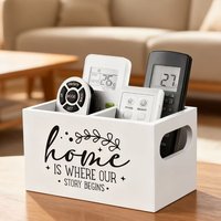 Wooden Remote Control Storage Box Simple with 2 Slots Remote Control Holder Decorative Tea Bag Storage Box Living Room