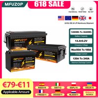 MFUZOP 1280Wh 2560Wh 3840Wh 12V LiFePO4 Rechargeable Battery Intelligent BMS100Ah 200Ah 300Ah System for RV Camping No VAT