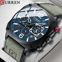 CURREN Menโs Vintage Square Chronograph Watch 44mm Retro Sports Quartz Wristwatch Casual Business Military Style Gift for Him