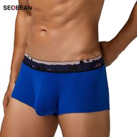 SEOBEAN Men's Retro Pixel Art Boxer Briefs Breathable Cotton Blend Comfort Stretch Waistband Contoured Pouch Stylish Underwear