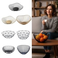 Nordic Black Gold Iron Fruit Basket Metal Home Storage Fruit Plate Multi-sizes Vegetable Storage Bowls Kitchen
