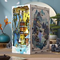 Book Nook Shelf Insert Casa Miniature Doll House Kit Toys Home Dollhouse Bookends Furniture Wooden Bookshelf Birthday Gifts