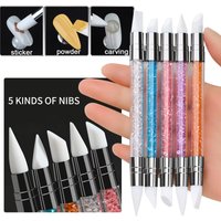 5/10Pc Embossing Pen Nail Art Brush Every Home Tool Nail Art Pen Double Head Silicone Flower Sculpting Pen Adjustable Glue Stick