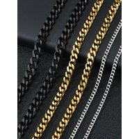 3/5/7mm Stainless Steel Cuban Link Chain Classic Punk Personality Jewelry Simple Fashion Hip-hop Couple Necklace for Men Women