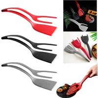 2 in 1 Grip Flip Tongs Eggs Tongs French Toast Pancake Egg Clamp Omelet Turners Cooking Tongs Gadgets Kitchen Cooking Access