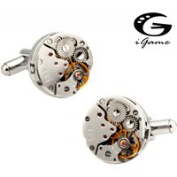 Factory Price Retail Watch Cufflinks For Men Vintage Stainless Steel Unique Watch Movement design Cuff Links