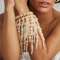 Statement Bohemian Style Multi-layer Tassel Pearls Bracelet Set Handmade for Women Girl