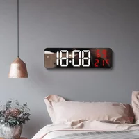 LED Digital Wall Clock Large Screen Wall Mounted Display Temperature and Humidity Display Electronic Alarm Clock Home Decoration