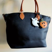 Halloween Ghost leather handbag charm Ghost purse charm Autumn backpack keychain Spooky Fall décor