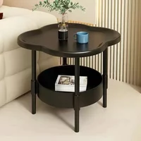 Modern Small Double Layer Bedside Table 40x40CM Plastic End Table for Living Room Bedroom Indoor Decor