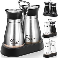 Refillable Salt and Pepper Shakers Set,Home Spice Bottles Container,Restaurant,Picnic,Kitchen Pepper Seasoning, 3.4oz, 2Pcs/Set