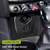 Carbon Fiber Car Cigarette USB AUX Console Panel Lighter Decoration Sticker for MINI Cooper JCW F55 F56 Car Styling Accessories