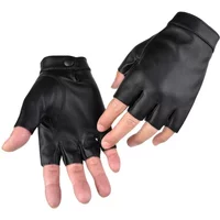 AliExpress NONE Black PU Leather Fingerless Cycling Gloves for Men Women Outdoor Sports Tactical Mittens