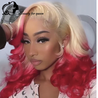 Fine Crafted Customize Hairline Dark Black White Ombre Raw Human Hair Water Wave Blonde Lace Frontal Glueless Human Hair Wig
