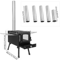 BYMAOCAR 5 Chimney Pipes Tent Stove with Pipe Stainless Steel Tent Stove,Ash Collection Container Camping Stove Wood for Camping