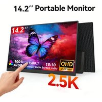 14.2 Inch 2.5K Portable Touch Monitor , 100% sRGB QHD IPS, USB-C Mini HDMI External Second Screen for Laptop PC Switch PS4 PS5