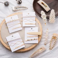 3pcs Korean Fashion Hairpin for Women Fashion Simple Sweet Bangs Hair Clip Metal Pearl BB Clip Geometric Girl Hair Accessories