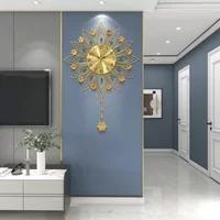 2024 Hot Selling Light Luxury Iron Art Atmosphere High-end Simple Peacock Wall Clock Fashion Living Room Clock Home Wall Hanging