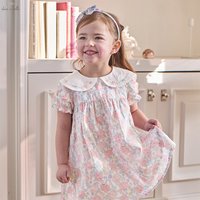 Dave Bella Girls Princess Floral Dress Children Printed Short Sleeve Summer COtton Dress Cute Party Outdoor Clothes DB2261250
