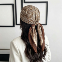 2026 New Luxury Print Satin Silk Square Scarf for Women Shawl Hijab Neckerchief Female Hair Ribbon Headband Fashion Wrap Bandana