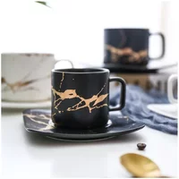 Marble coffee cup, black and white cup and saucer cup. High quality coffee cup, coffee set, saucer cup mugs cups