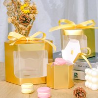 10Pcs 10*10*10 cm Candy Gift Box with Window Ropes Cake Chocolate Packaging Boxes Wedding Favors Birthday Party Decor Supplies