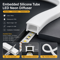 Recessed White Silicone Tube LED Neon Light Flexible Rope Channel Diffuser LED strip light Outdoor Waterproof Ribbon Strip Tube