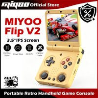 MIYOO Flip Handheld Game Console 3.5''IPS Screen Retro Compact Portable Game Machine With Rocker for Entertainment Players Gift