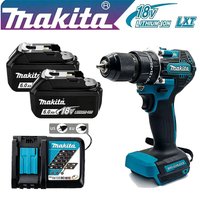100% Original New 18V Makita 5Ah 6Ah Powerful Tool Battery+Charger, For DDF487 Lithium Rechargeable Impact Drill Household