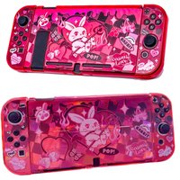 Ruby Red Transparent Case for Nintendo Switch / OLED / Switch 2 - Portable Anti-Pressure Protective Shell with Iridescent Effect