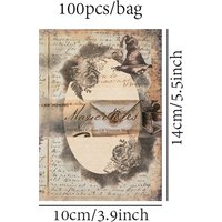 8 Style100Pcs/book Memo Material Paper Vintage Artistic Character Message Card Beautiful Flowers European Style DIY Hand Account