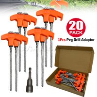 20Pcs Carbon Steel Tent Pegs Spike Hook Camping Tent Nail Spiral Type Canopy Stakes for Outdoor Screw Anchor Tent Stakes