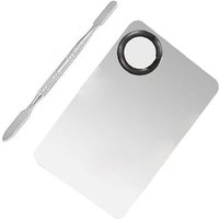 2pcs Makeup Palette Stainless Foundation Tray Mixing Makeup Palette Cosmetic Beauty Spatula Makeup Artist Equipment CZYJ02