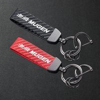 For Honda Mugen Power Civic Type R Accord CRV Hrv Accessories Carbon Fiber Textured Leather Keychain Car Keyring