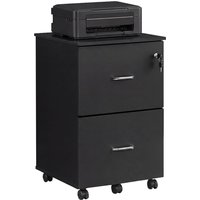 Home Office, Small Rolling File Cabinet, Printer Stand, A4, Letter-Size Hanging Files, Assembly Required, Black LCD27BKV1