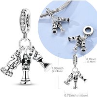 Original 925 Sterling Silver Charm Bead Chess Pieces Pendant Fit Original Bracelet Necklace For Women Men DIY Jewelry Gift