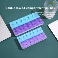 Medicine Box, 14 Grids on The Living Room Table for 7 Days, Small Medicine Box with Braille for 7 Days, Medicine Sub-packaging