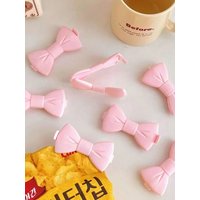 5PCS Kawaii Food Sealing Clip - Pink Bow Moisture-Proof Bag Clips for Kitchen Storage, Reusable Plas
