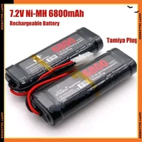 7.2V Battery 6800mAh NiMH Battery Pack RCcar Truck Bugibot Tank Ni MhBattery Gray Dinner Power Supply,with Tamiya Connectors