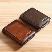 GERUOLA Slim RFID Shielded Genuine Leather Wallet for Men-Multifunctional ID & Credit Card Holder Dark Brown with Embellishments