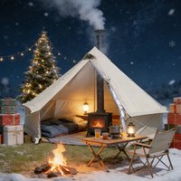 Bell Tent Yurt Tent 4 Seasons for Camping Glamping Tents with Stove Jack Window, Family Camping Outdoor Hunting Party Easy Setup