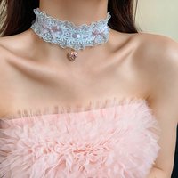 Sexy Lace Collar Necklace Women's Fashion Pink And Black Heart Bow Knot Choker Necklace Gothic Lolitas Jewelry Girls Gifts